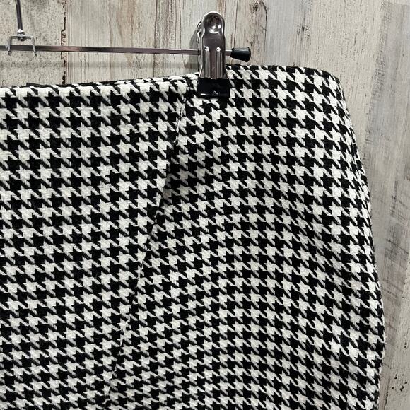 H&M Wool Blend Houndstooth Straight Mini Skirt Black/White Checkered Womens 12 - Picture 3 of 7